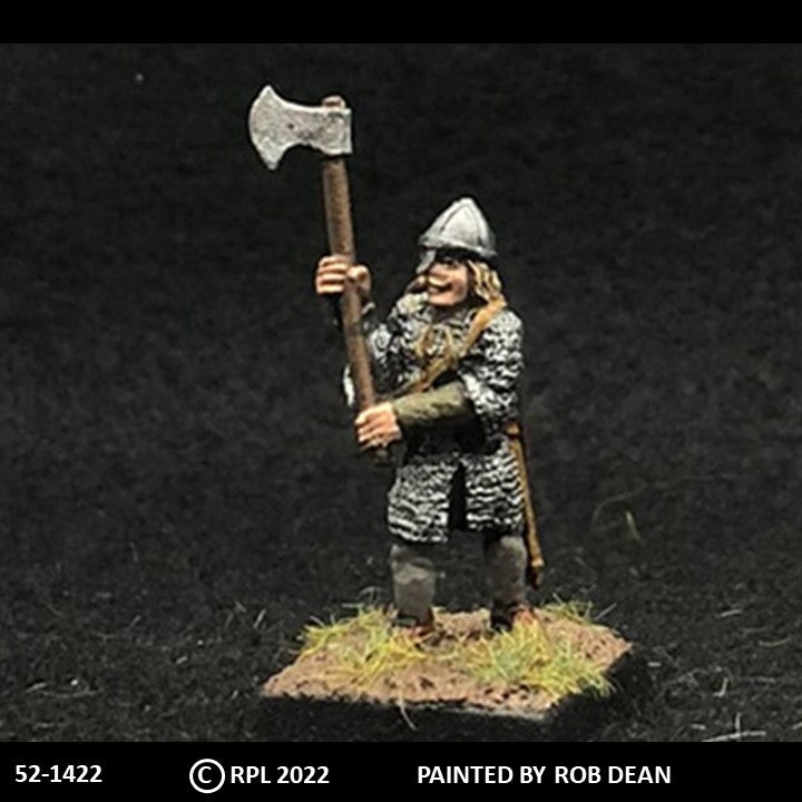 52-1422:  Avalon Men-at-Arms Advancing with Greataxe and Kite Shield, in Chainmail