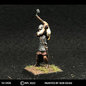 52-1426:  Avalon Men-at-Arms Swinging Great Axe, in Scale Armor and Cape