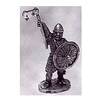 52-1428:  Avalon Men-at-Arms with Axe Raised and Round Shield, in Chainmail