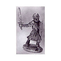 52-1446:  Avalon Men-at-Arms with Sword Arm Extended Back and Heater Shield, in Chain and Cloth Armor