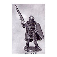 Load image into Gallery viewer, 52-1447:  Avalon Men-at-Arms with Sword Raised and Kite Shield, in Chainmail and Cape
