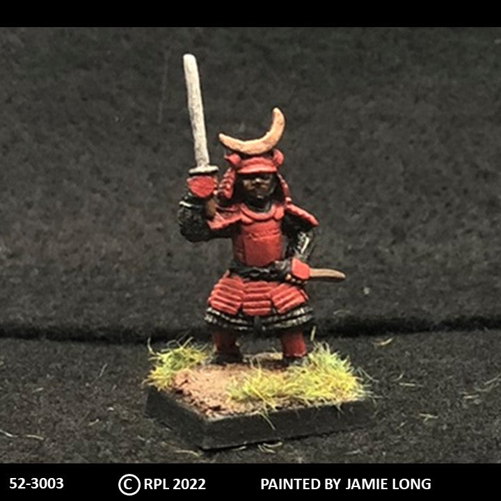 52-3003:  Samuari with Sword Raised, Horned Helm