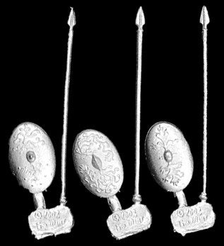97-1105:  Elf Equipment V Ornate Oval (Spear/Shield) [x12]